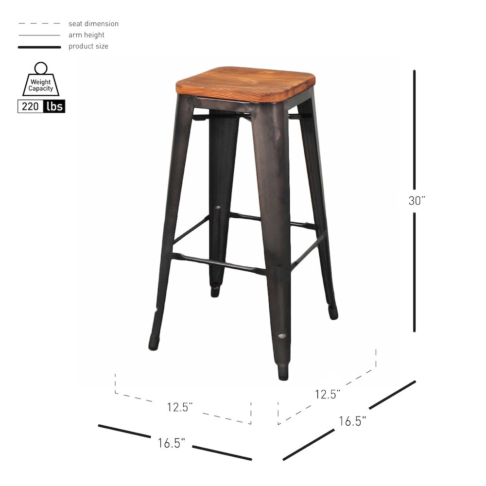Metropolis Backless Bar Stool, (Set of 4) - New Pacific Direct