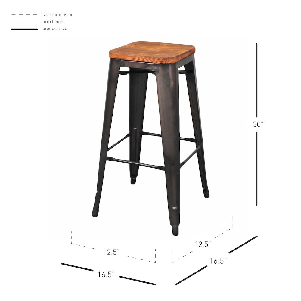 Metropolis Backless Bar Stool, (Set of 4) - New Pacific Direct