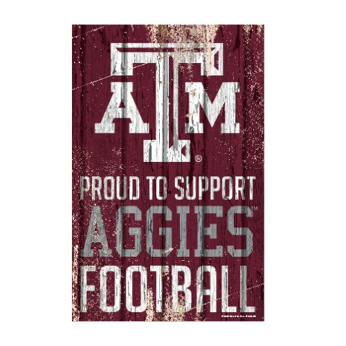 Texas A&M Aggies Sign 11x17 Wood Proud to Support Design - WinCraft