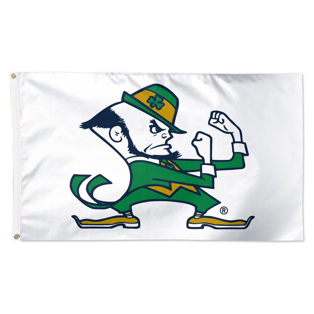 Notre Dame Fighting Irish Flag 3x5 Deluxe Style Leprchaun Design White Special Order - Wincraft