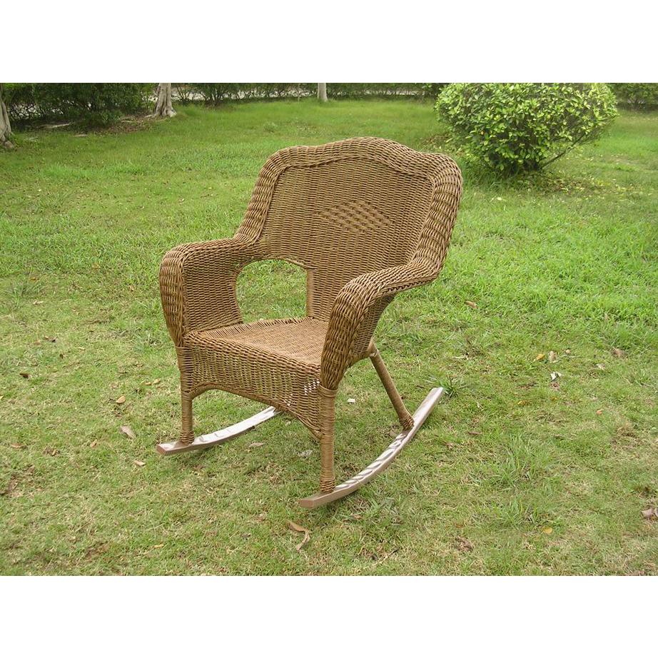 Resin Wicker Camel Back Rocking Chairs (Set of Two) - International Caravan