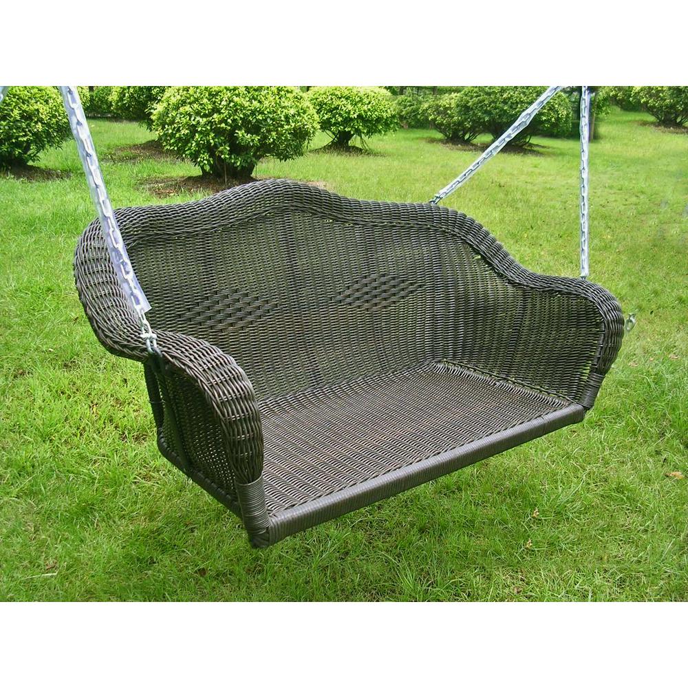Resin Wicker Hanging Loveseat Swing - International Caravan