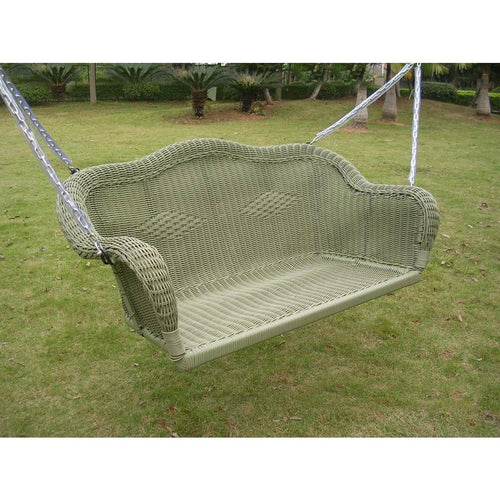 Resin Wicker Hanging Loveseat Swing - International Caravan