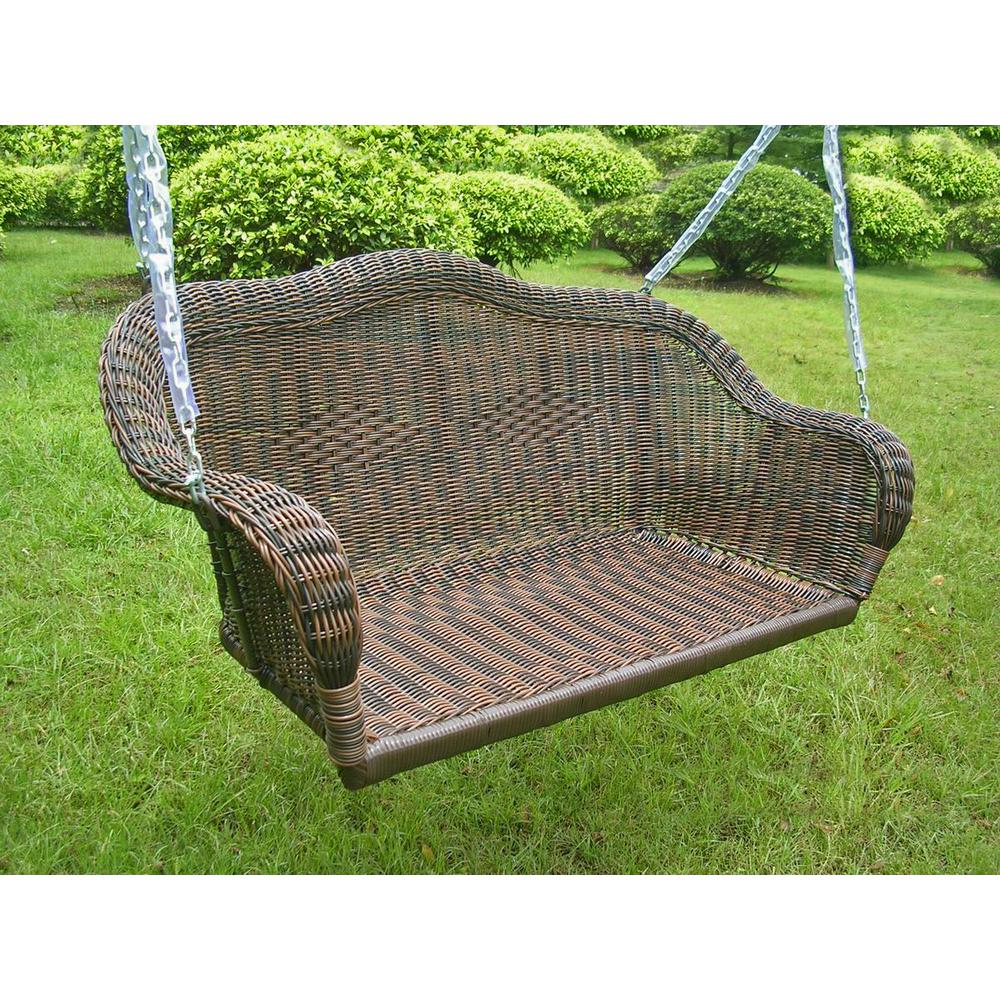 Resin Wicker Hanging Loveseat Swing - International Caravan