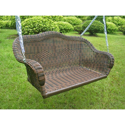 Resin Wicker Hanging Loveseat Swing - International Caravan