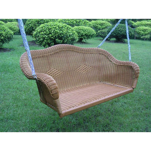 Resin Wicker Hanging Loveseat Swing - International Caravan