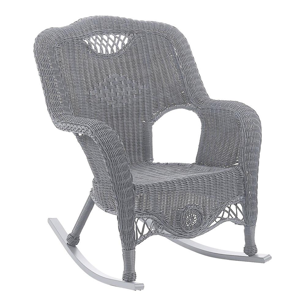 Riviera Resin Wicker/ Aluminum Outdoor Rocking Chair, Weathered Grey - International Caravan