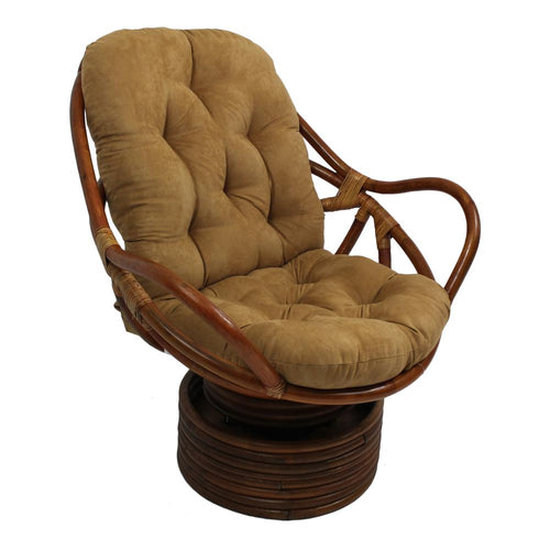 Rattan Swivel Rocker with Micro Suede Cushion - International Caravan