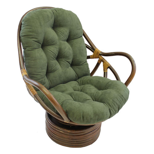Rattan Swivel Rocker with Micro Suede Cushion - International Caravan
