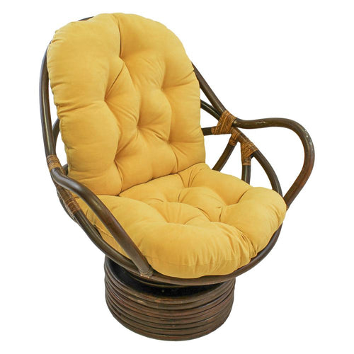 Rattan Swivel Rocker with Micro Suede Cushion - International Caravan