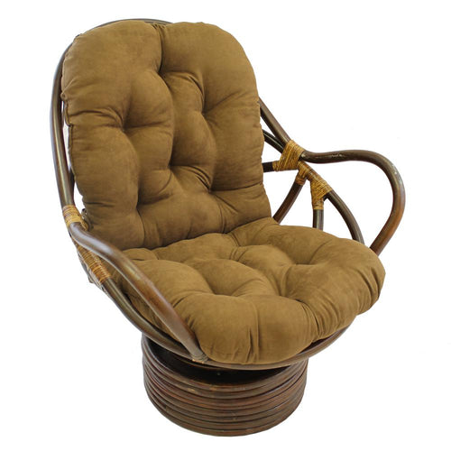 Rattan Swivel Rocker with Micro Suede Cushion - International Caravan