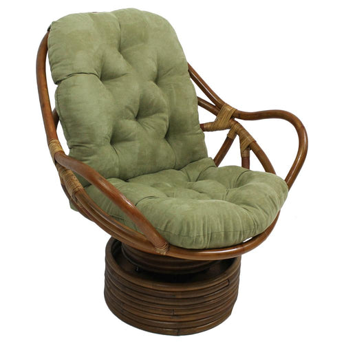 Rattan Swivel Rocker with Micro Suede Cushion - International Caravan