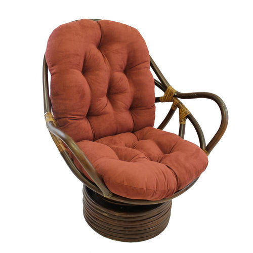Rattan Swivel Rocker with Micro Suede Cushion - International Caravan