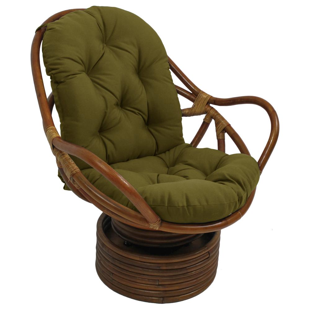 Rattan Swivel Rocker with Outdoor Fabric Cushion, Avocado - International Caravan
