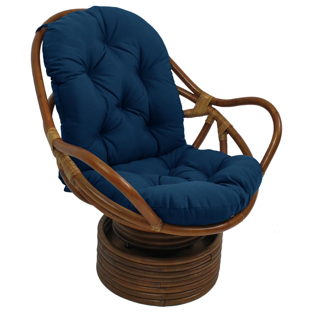 Rattan Swivel Rocker with Outdoor Fabric Cushion, Azul - International Caravan