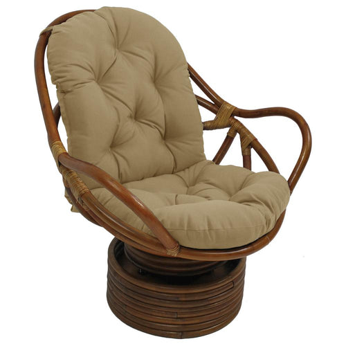Rattan Swivel Rocker with Outdoor Fabric Cushion, Sandstone - International Caravan