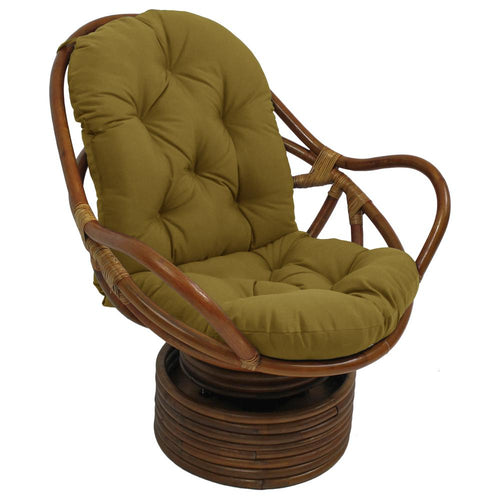 Rattan Swivel Rocker with Outdoor Fabric Cushion, Wheat - International Caravan