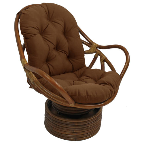 Rattan Swivel Rocker with Outdoor Fabric Cushion, Mocha - International Caravan