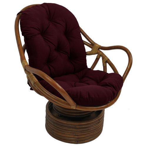 Rattan Swivel Rocker with Outdoor Fabric Cushion, Merlot - International Caravan