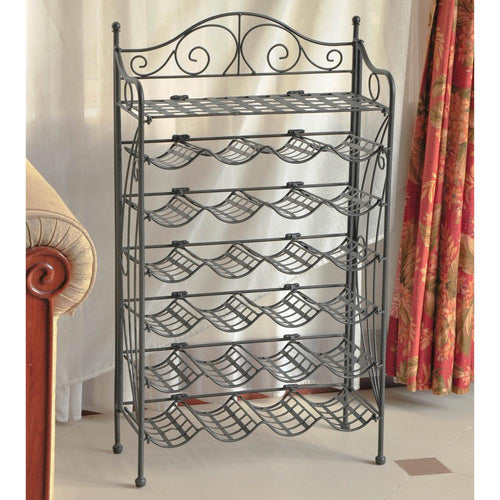 Iron 24-bottle Folding Wine Rack with Shelf - International Caravan