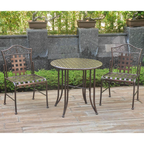 Set of Three Mandalay Iron Bistro Set - International Caravan