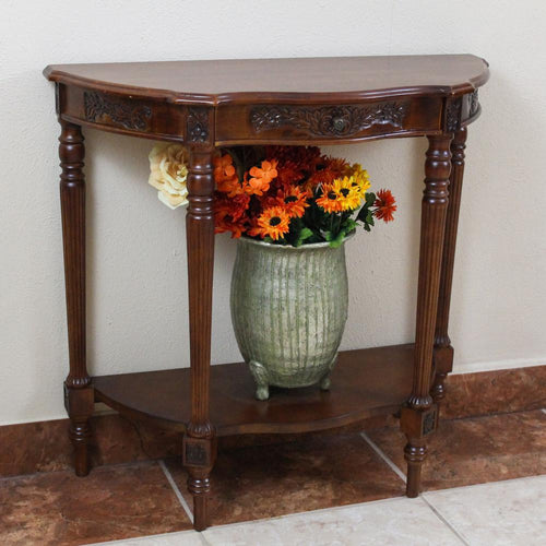 Carved Wood One Drawer Console Table - International Caravan