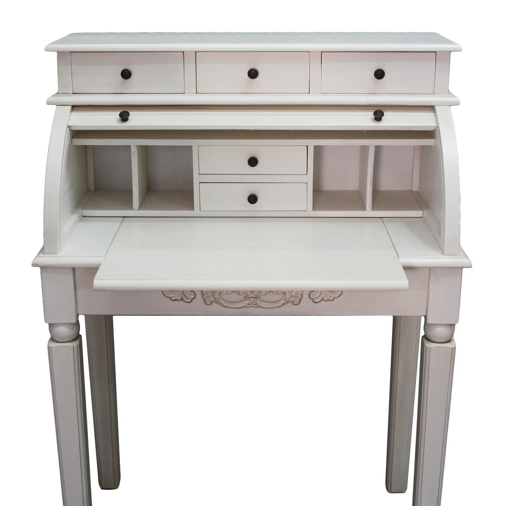 Carved Wood Roll Top Desk - International Caravan