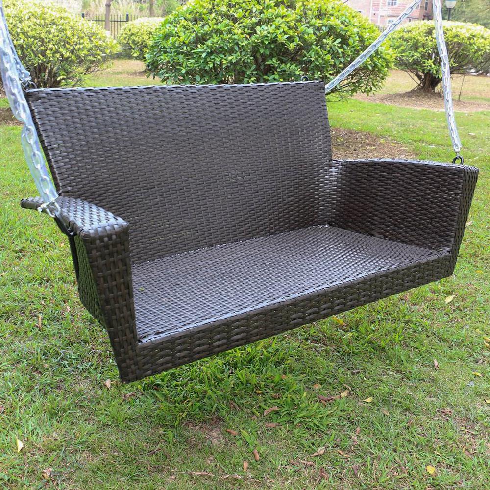 Kingston Resin Wicker/Steel Contemporary Hanging Swing - International Caravan