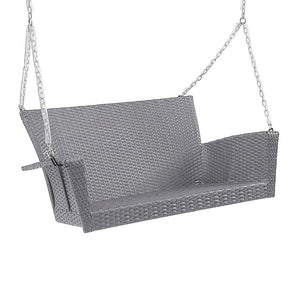 Resin Wicker/ Steel Contemporary Hanging Loveseat Swing, Weathered Grey - International Caravan