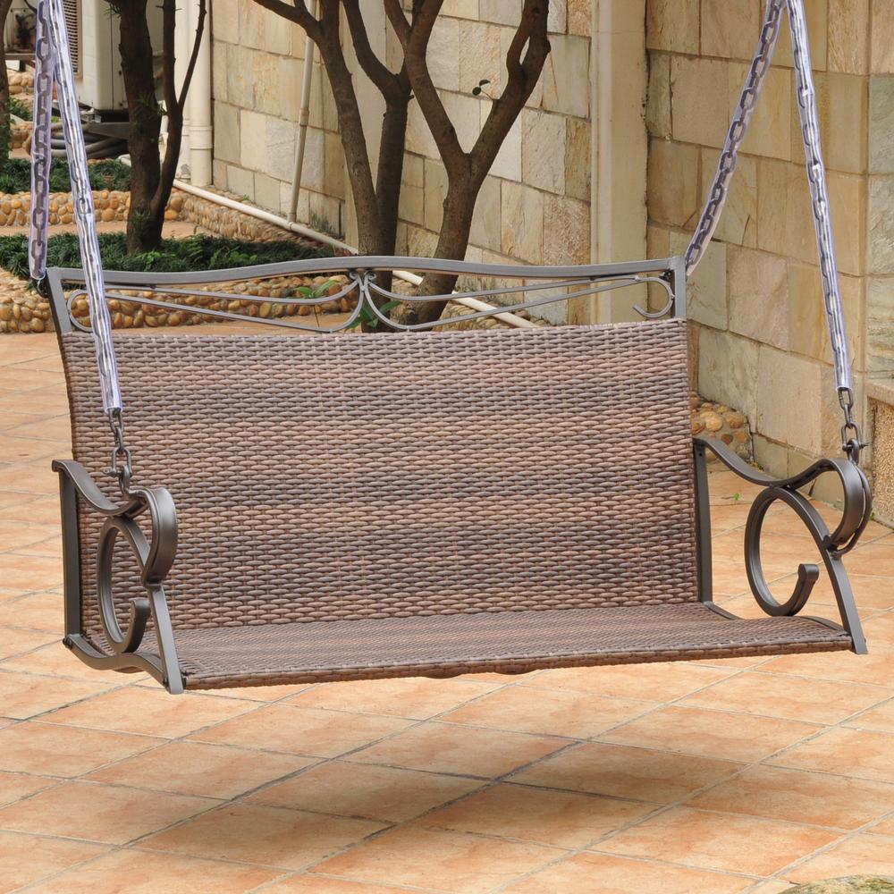 Valencia Resin Wicker/Steel Loveseat Swing - International Caravan