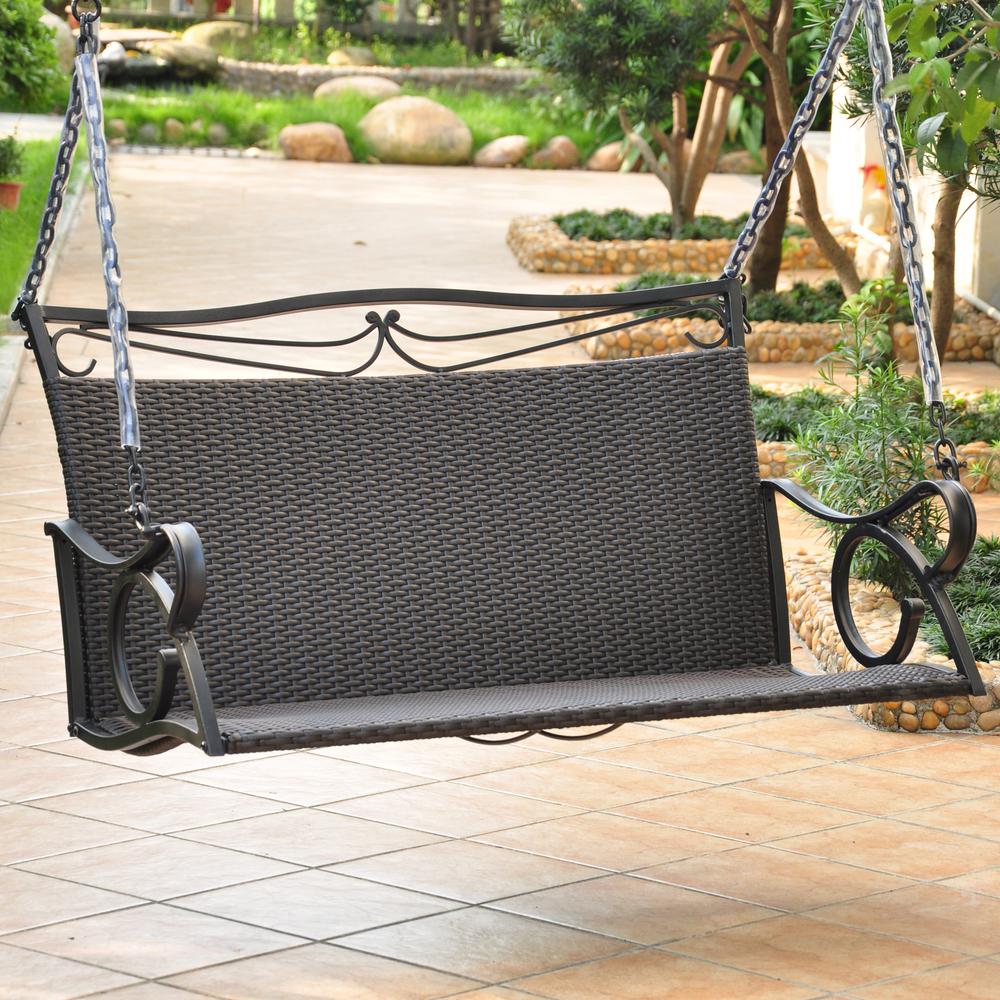 Valencia Resin Wicker/Steel Loveseat Swing - International Caravan
