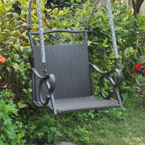 Resin Wicker/Steel Hanging Chair Swing - International Caravan