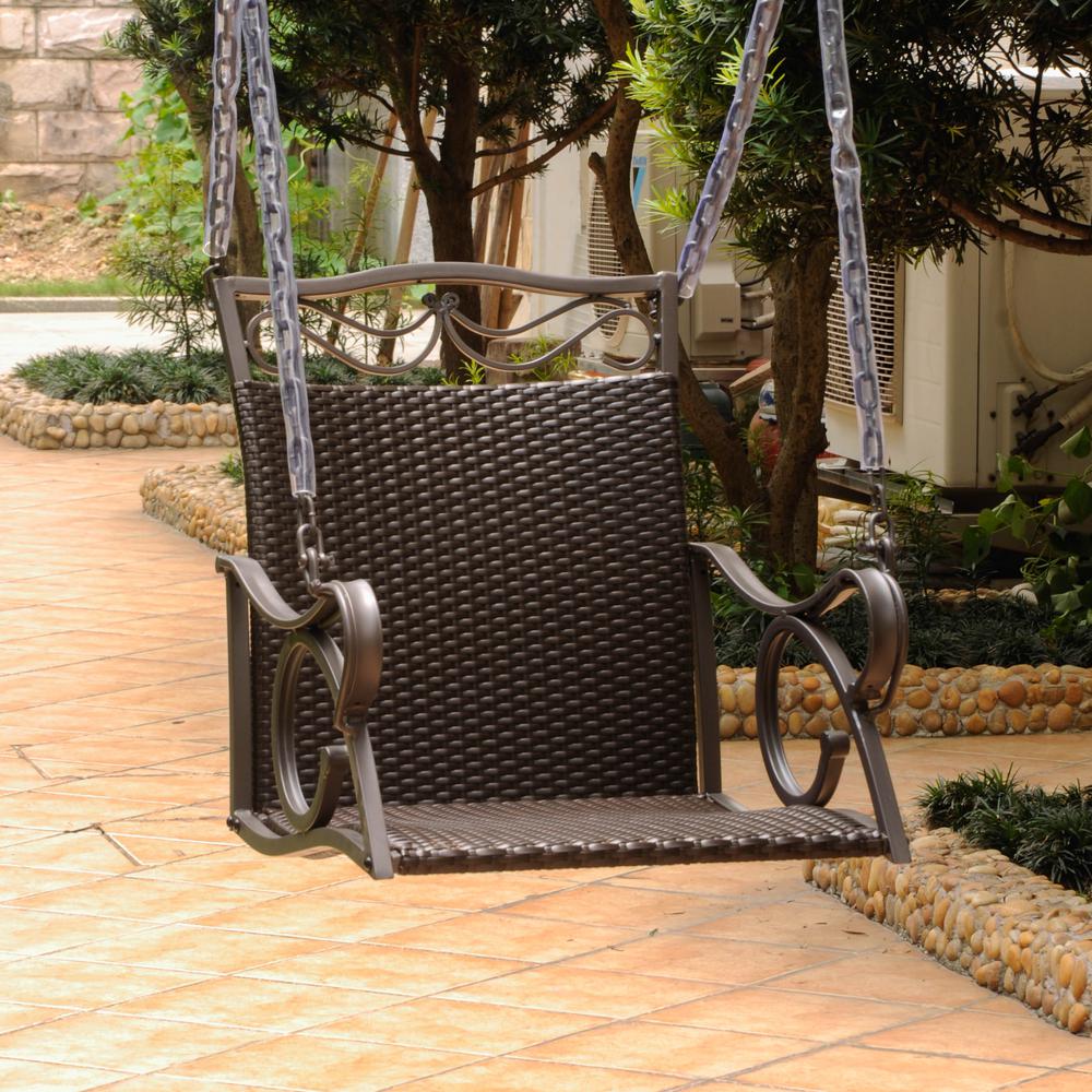 Valencia Resin Wicker/Steel Single Chair Swing - International Caravan
