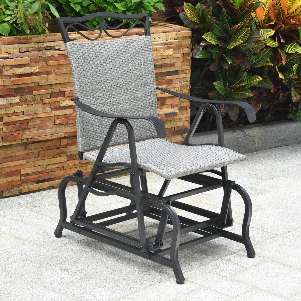 Valencia Resin Wicker/ Steel Glider Chair, Grey - International Caravan
