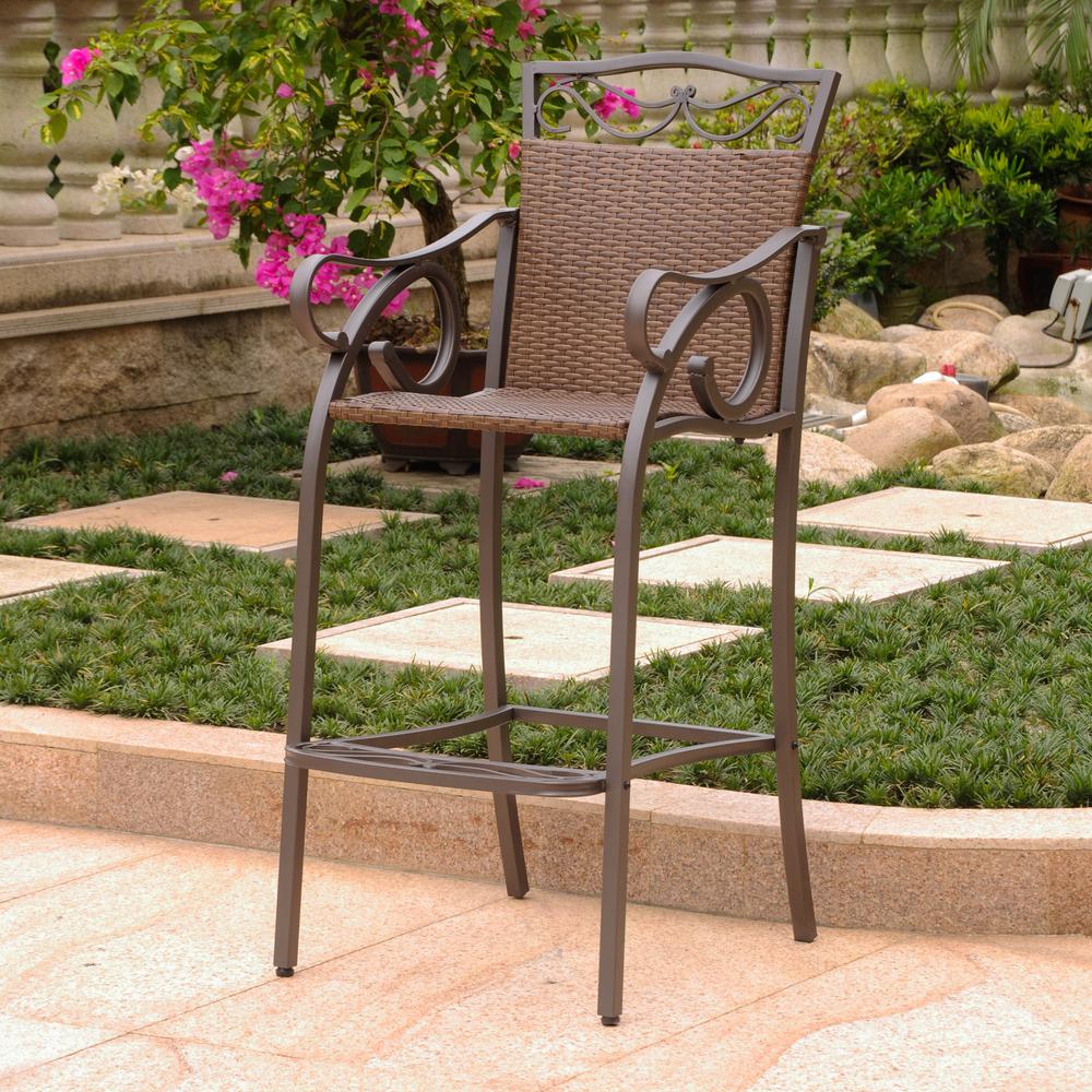 Set of 2 Valencia Resin Wicker/Steel Bar Bistro Chairs - International Caravan