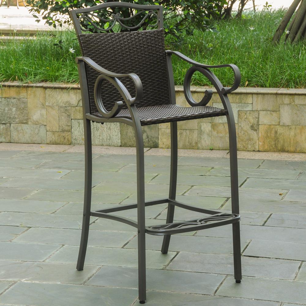 Set of 2 Valencia Resin Wicker/Steel Bar Bistro Chairs - International Caravan