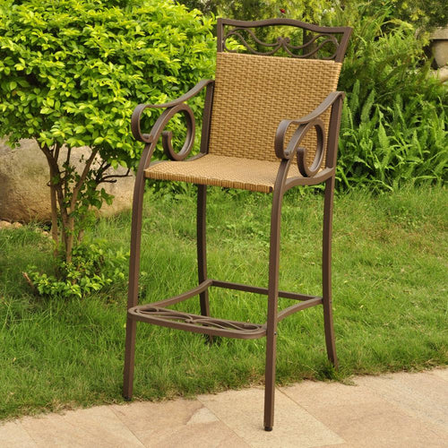 Set of 2 Valencia Resin Wicker/Steel Bar Bistro Chairs - International Caravan
