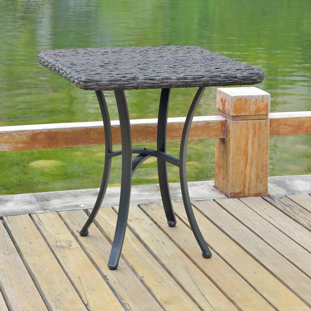 Ibiza Resin Pandan Aluminum Polywood Top Square Bistro Table - International Caravan