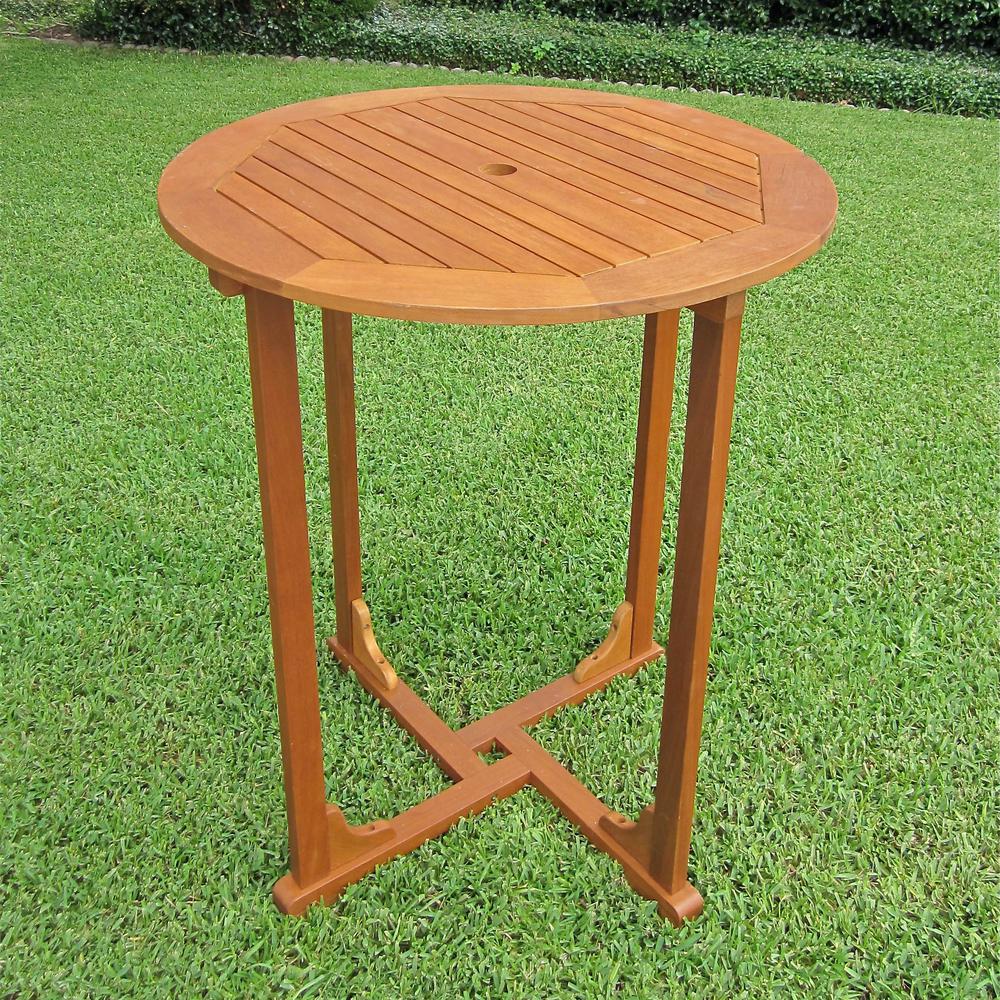 Royal Tahiti Outdoor Wood Bar Height  Round Table - International Caravan
