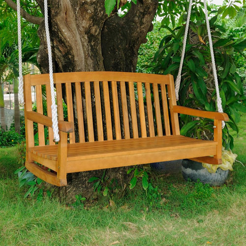 Royal Tahiti Curved Back Wood Two Seated Swing - International Caravan