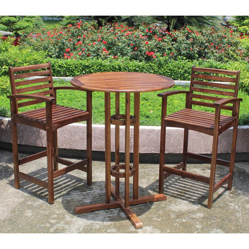 Highland Bar Height Set of Three Bistro Set, stain - International Caravan