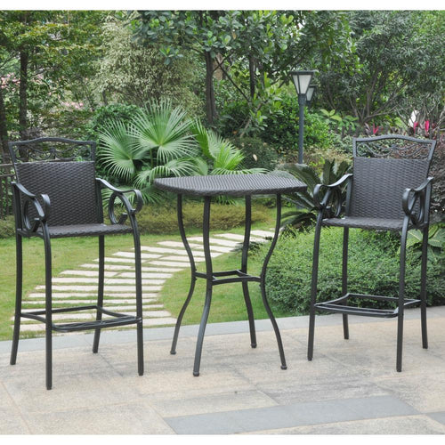 Set of 3 Valencia Resin Wicker/Steel Bar Height Bistro Group - International Caravan