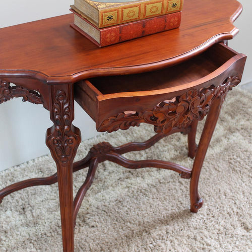 Windsor Hand-Carved Half Moon Console Table - International Caravan