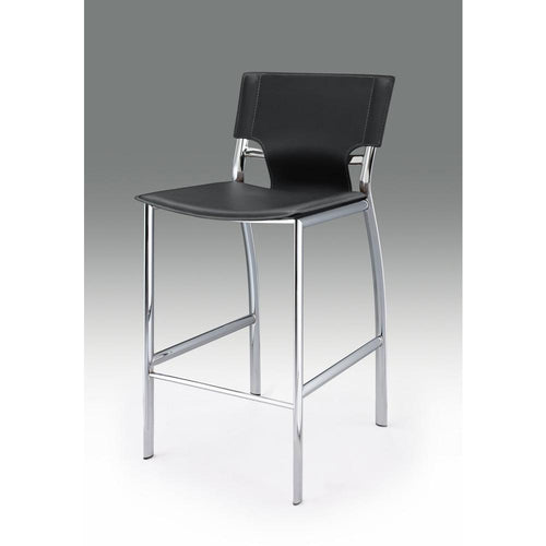 Gray Leather Bar Stool, Chrome Base, 25''Seat High, Set Of 2 - Creative Images