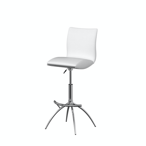 Pure White Pu Seat, Chrome Base Stool, Set Of 2 - Creative Images