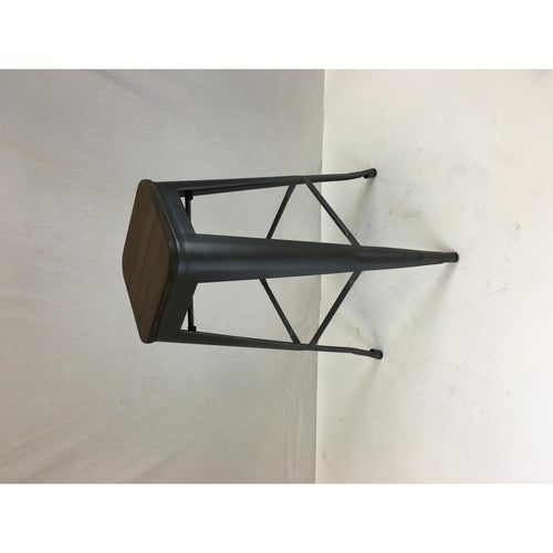 Metal Stool, 30'', Gun Metal W/ Wood Seat, Set Of 4 - Creative Images