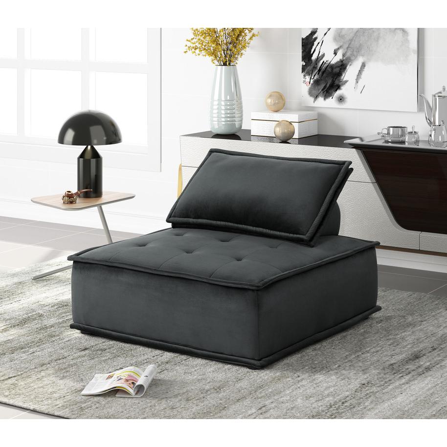Anna Black Velvet 3 Pc Sectional Sofa Ottoman - Lilola Home
