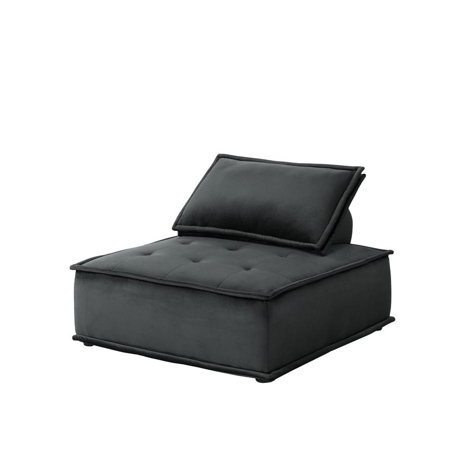 Anna Black Velvet 3 Pc Sectional Sofa Ottoman - Lilola Home