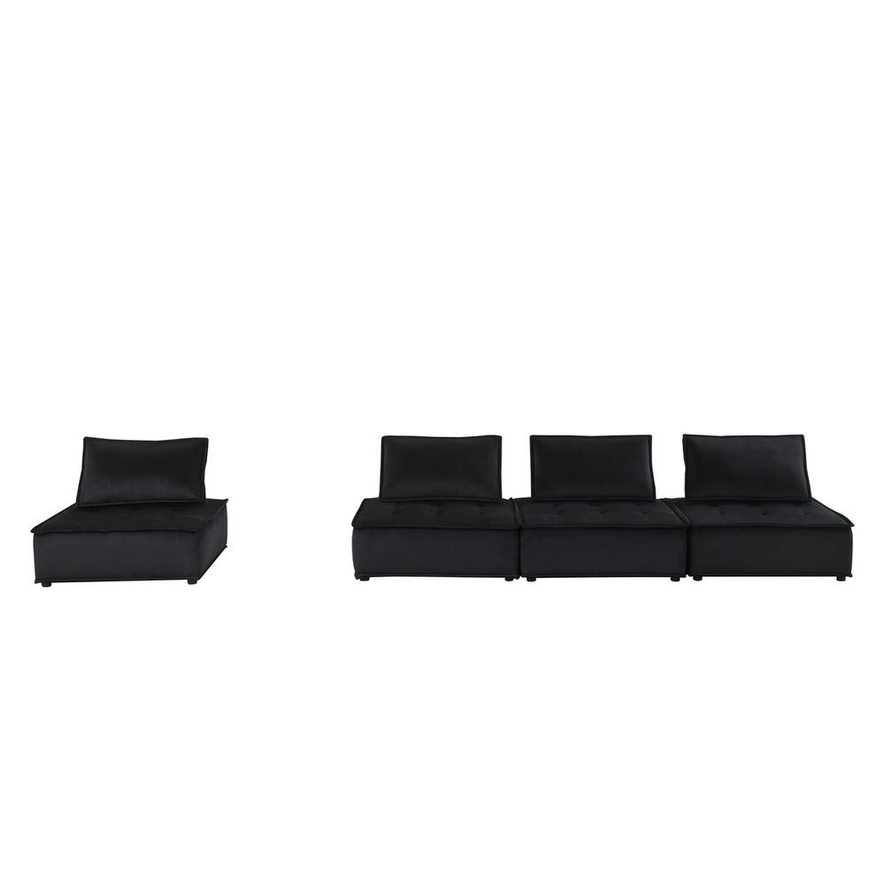 Anna Black Velvet 4 Pc Sectional Sofa - Lilola Home