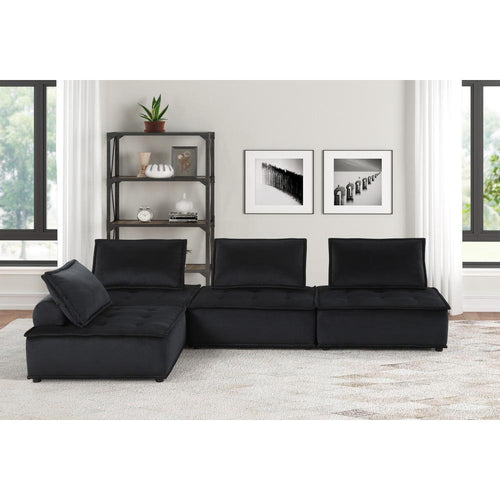 Anna Black Velvet 4 Pc Sectional Sofa - Lilola Home